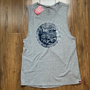 Kimes Ranch Gray Blue Cactus Prairie Tank Sleeveless T-shirt Large